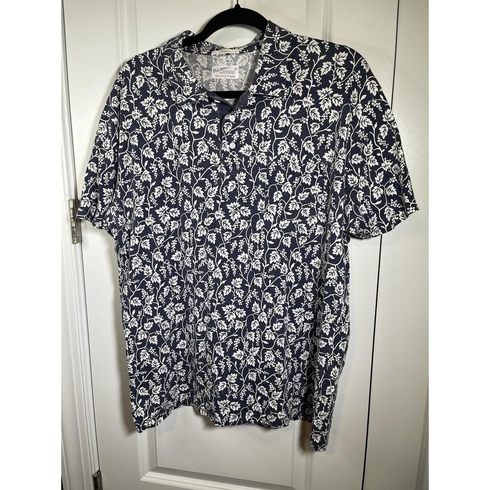 GANT RUGGER Men's Evening Blue Grapes All Over Print Rugger Pocket Polo Size XL - Picture 2 of 14